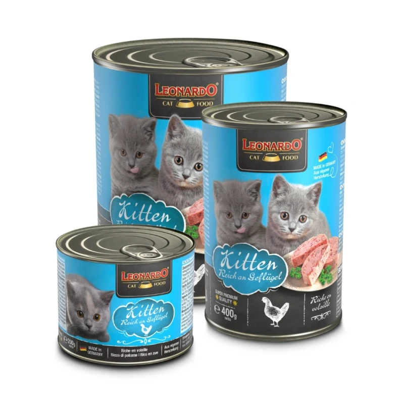 Alimento húmedo para gatitos Leonardo Kitten Rich in Poultry