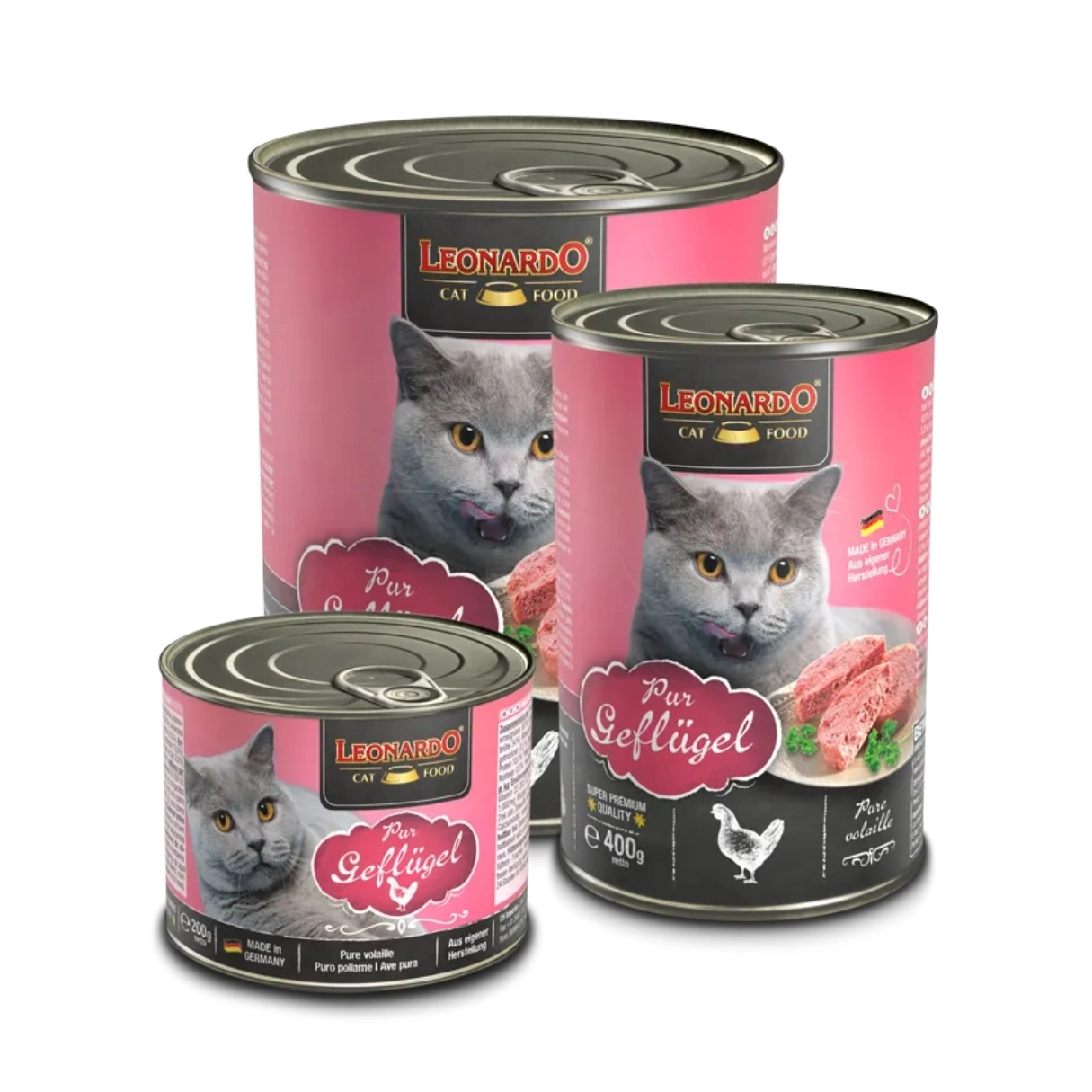 Alimento húmedo de pollo para gatos Leonardo Pure Poultry