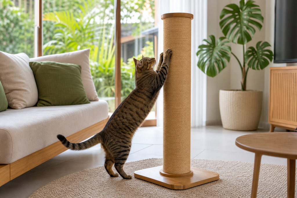 Rascadores verticales vs horizontales para gatos